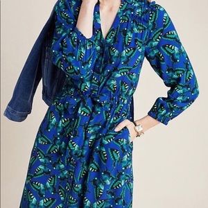 Anthropologie Maeve Butterfly Shirt Dress Size XS